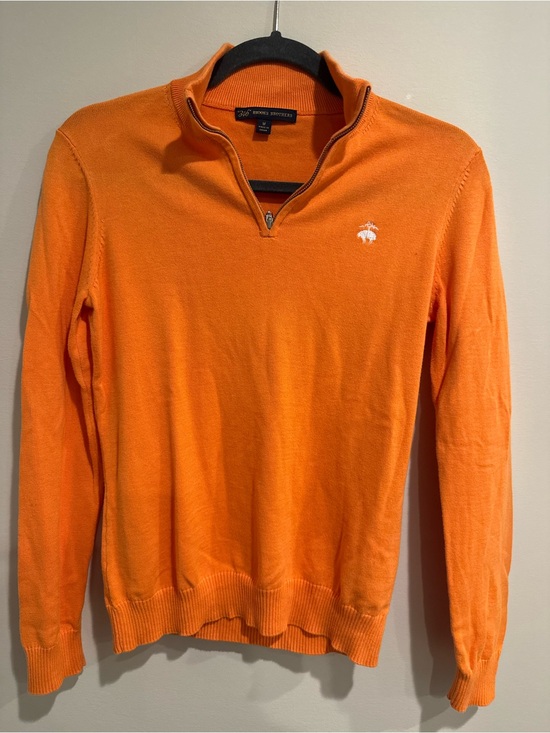 Brooks Brothers Sweaters - Brooks Brothers Women’s Orange Half-Zip Sweater with Embroidered Logo